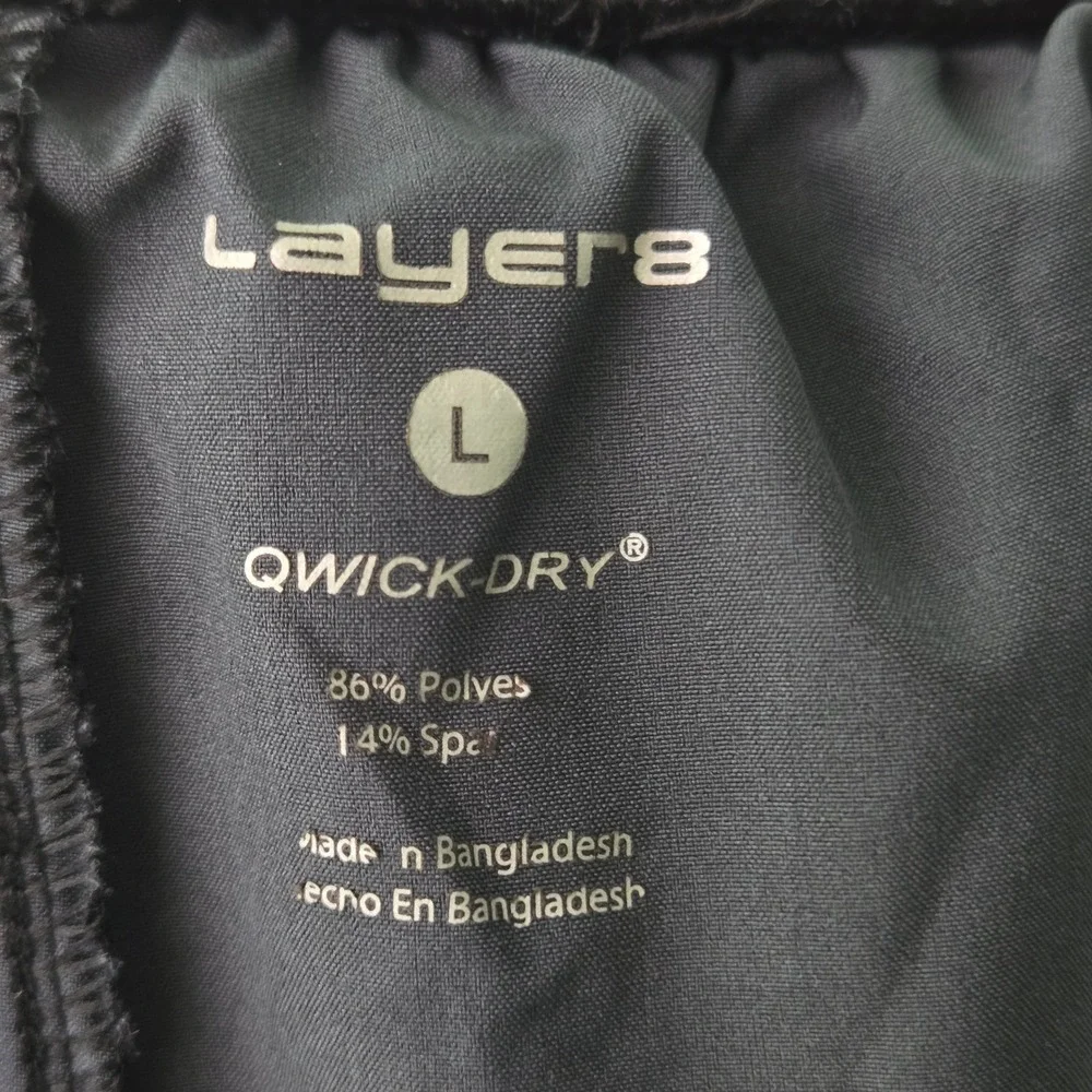 Layer 8‎ Mens L Qwick-Dry Athletic Shorts Black Gray Digi Camo Gym Training